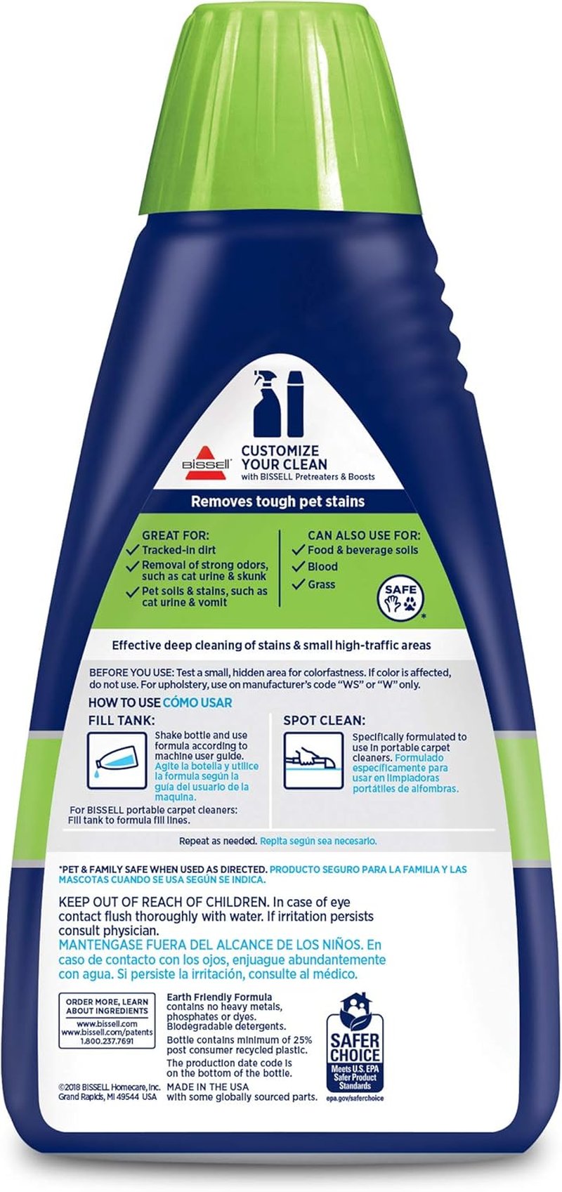 Bissell 74R7 Portable Pet Stain & Odor Removal Machine Formula - 32 Ounce Solution