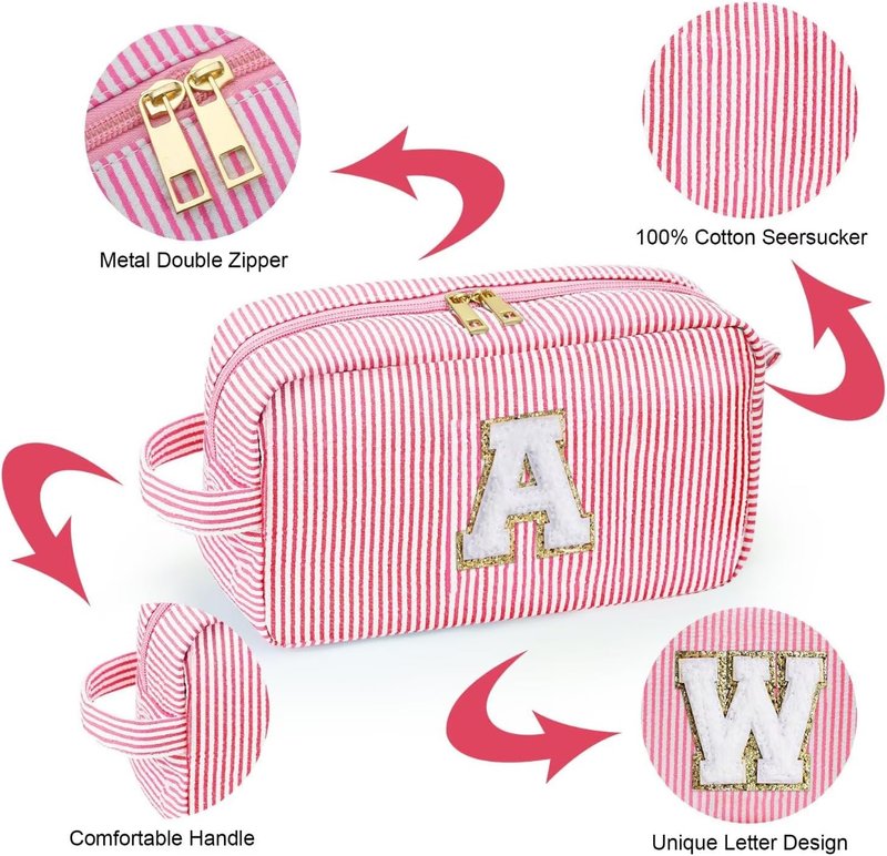 YOOLIFE Personalized Makeup Bag - Stylish Cosmetic Pouch for Women & Girls | Pink A