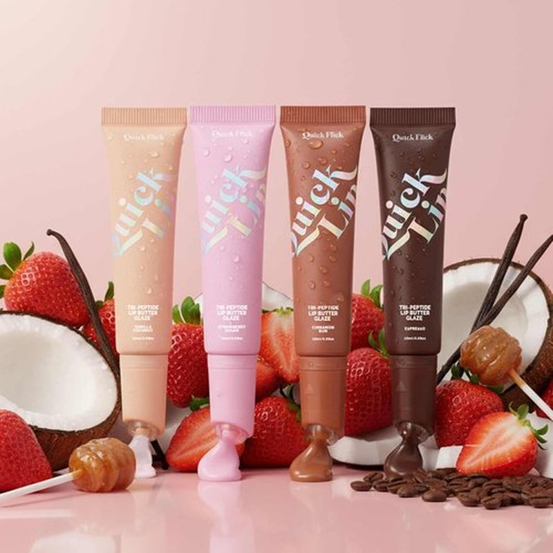 Quick Flick Tri-Peptide Lip Butter - Hydrating Vanilla Coconut Glaze | Clear Formula