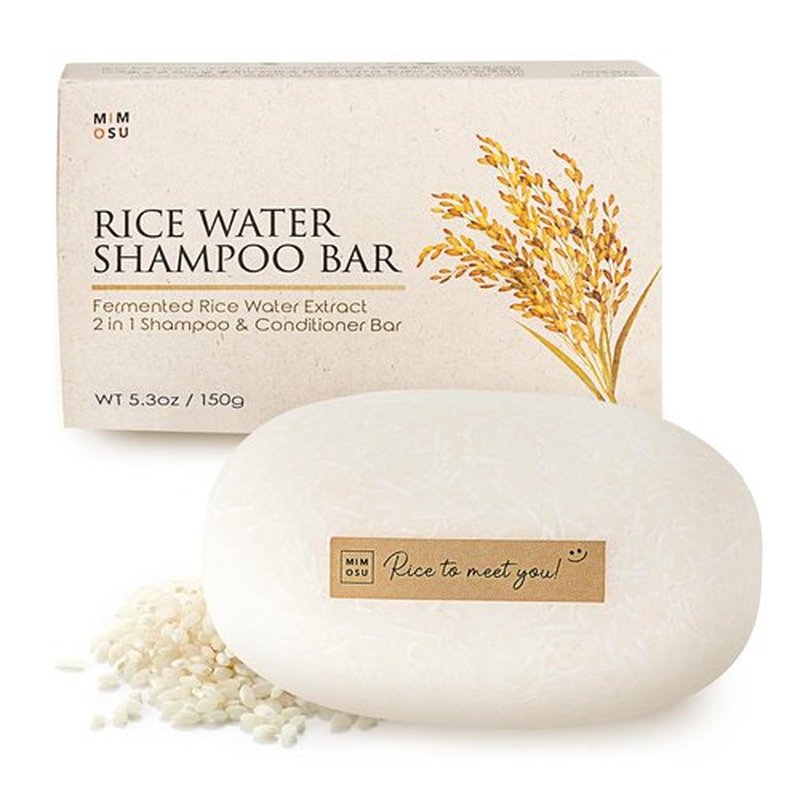 Mimosu Hair Growth Shampoo Bar - Fermented Rice Water 2-in-1 Formula | 5oz Unscented, pH Balanced for Oily Hair