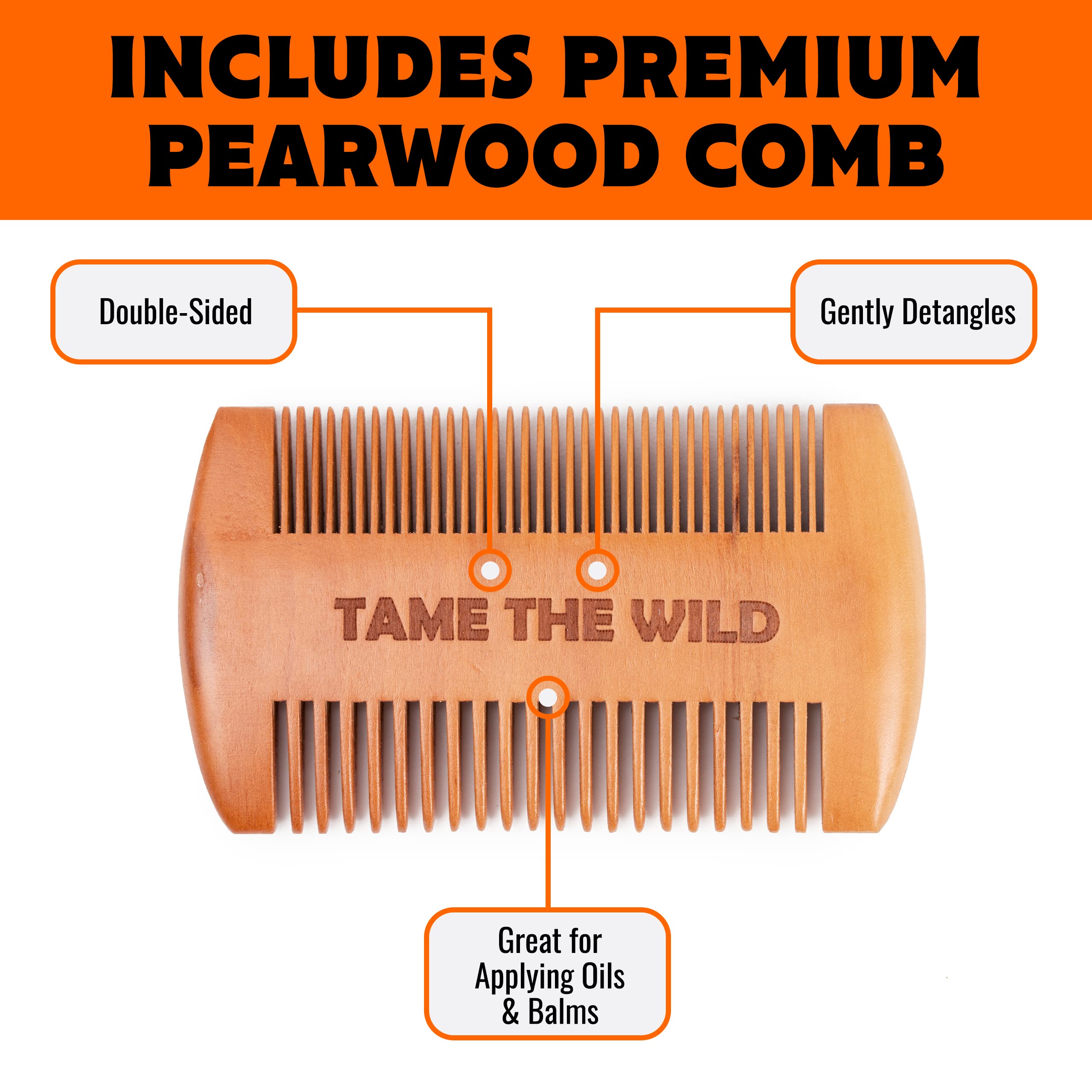 TAME The Wild Beard Brush and Beard Straightener for Men - Ionic Heated Comb with 3 Adjustable Temps - Wooden Beard Comb for Grooming - Anti-Scald Safety - for All Hair Types