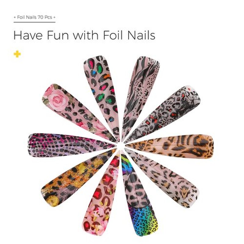 BURANO Nail Art Foil Glue Gel, 15ML 2 Bottles with 70PCS Foil Stickers Set Nail Foil Glue for Nails, Designer Nail Foils Nail Art Foil Transfer Gel