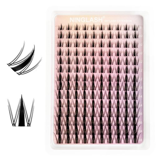 Fairy Lash Clusters Manga Cluster Eyelash NINGLASH Anime Lash Clusters Wispy Eyelashes Extensions Natural Look C Curl Individual 8-18MM 140pcs Wet-Look Spiky Eye Lash Ultra-Thin Clear Lash Band