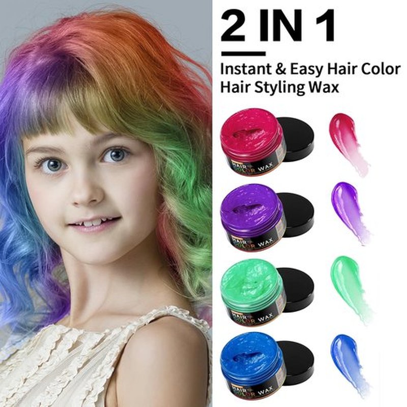Skiennix Temporary Hair Color Wax - DIY Washable Instant Hair Dye for All Ages | 4 Colors (Blue, Purple, Red, Green)