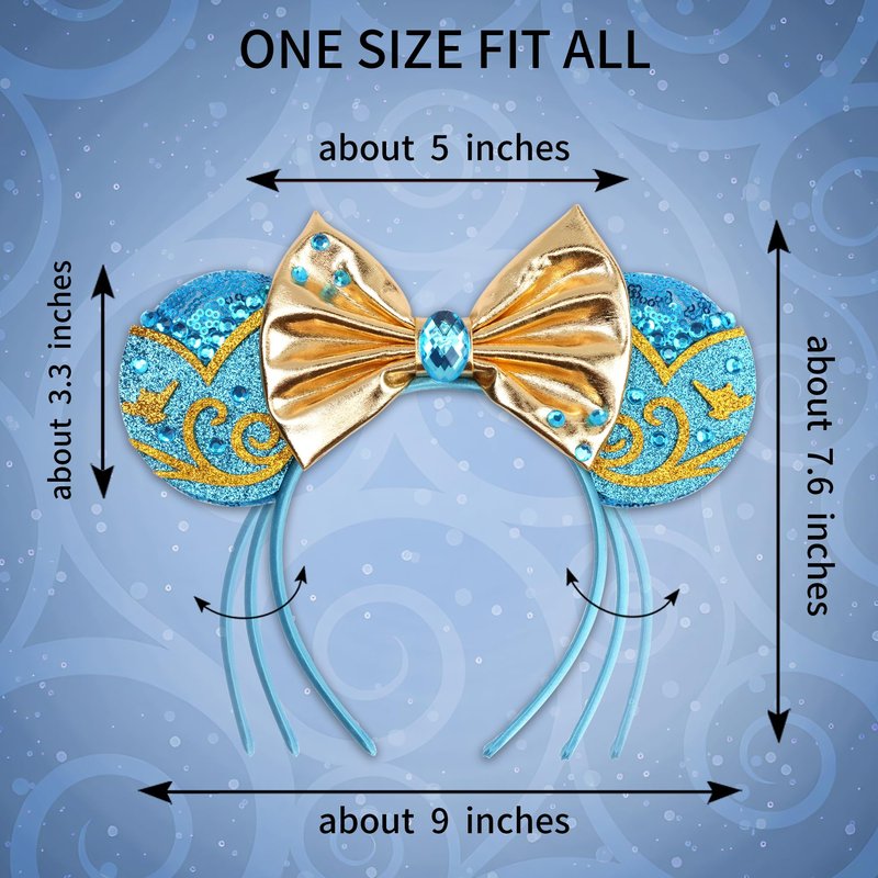 zhezesmila Sparkling Mouse Ears Sequin Bow Ears Headband for Women Dazzling Princess Hair Band Headwear for Princess Costume Theme Birthday Party