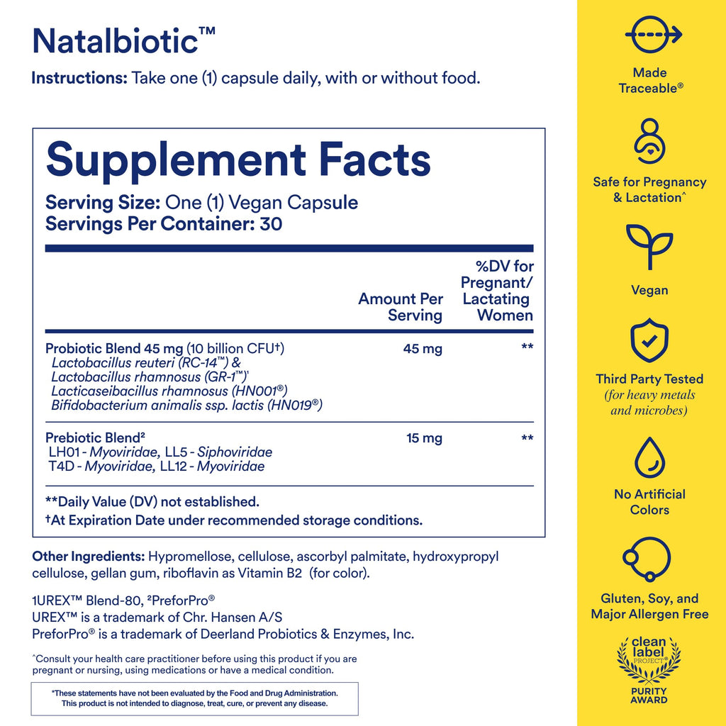 Ritual Prenatal Probiotics For Women - Support Microbiome, Gut, Digestive, Vaginal, and Baby’s Immune Health** - Natalbiotic For TTC, Pregnancy, Postpartum - Vegan - Citrus - 30 Capsules - 30 Servings