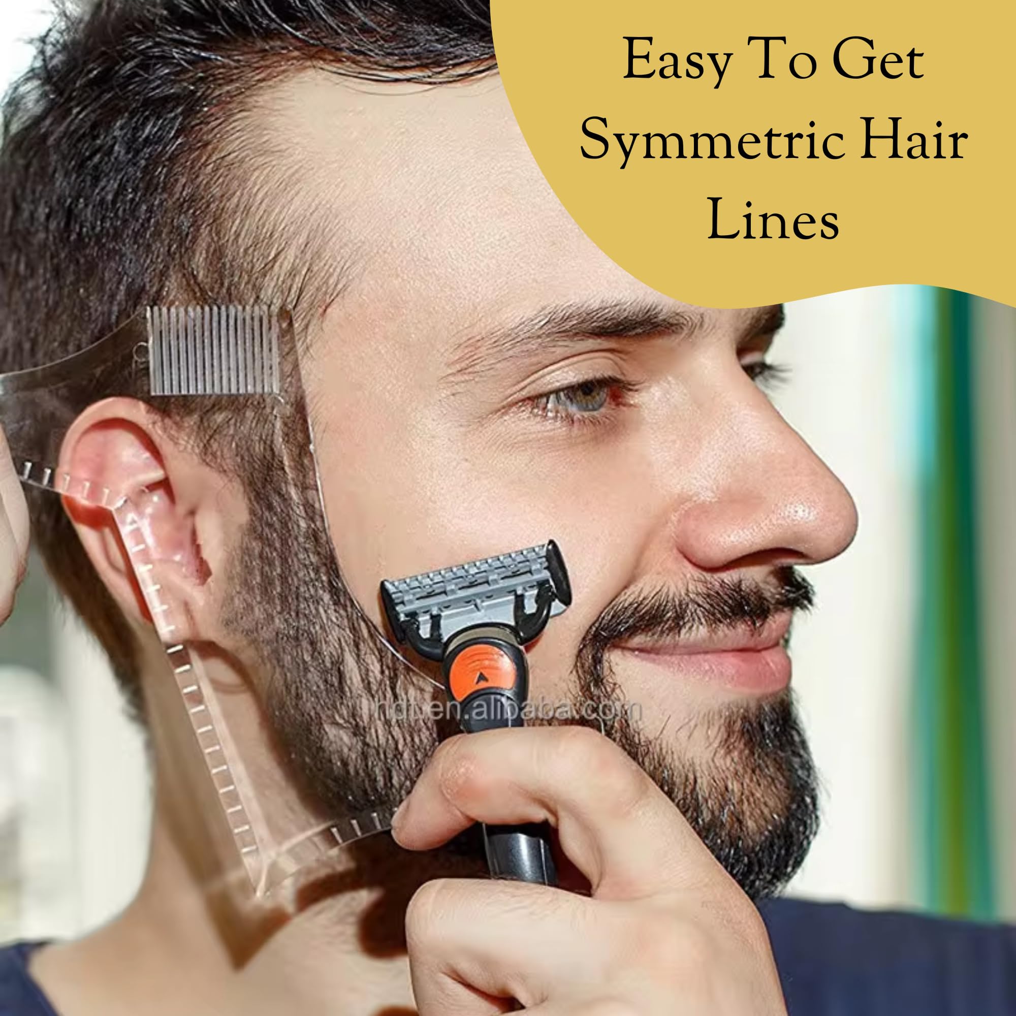 Beard Shaper for Men Beard Lineup Tool for Grooming Beard Guide Shaping Tool for Straight & Curve Cut Barber Tools Goatee Shaper Beard Template for Men to Style Facial Hair
