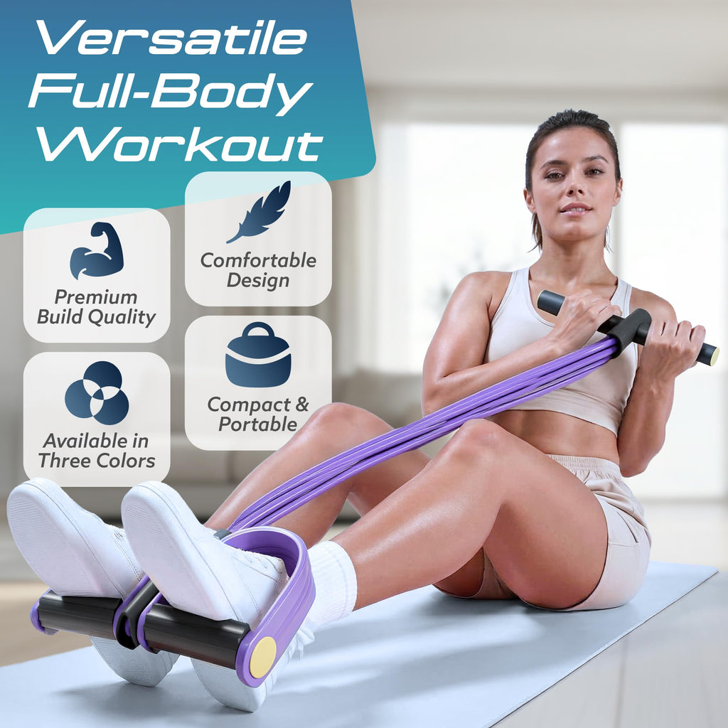 RZHEST Resistance Band with Pedals, 6 Tube Pedal Resistance Band for Full Body Home Workout, Exercise Band with Handles for Abs, Glutes, Arms & Legs, Portable Fitness Equipment for Women