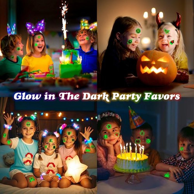 96PCS Born To Rock N Roll Rocks Luminous Glow in the Dark Temporary Tattoos Themed Music Band Birthday Party Decorations Favors Supplies Decor Rockstar Guitar Stickers For Kids (Glow in the dark)