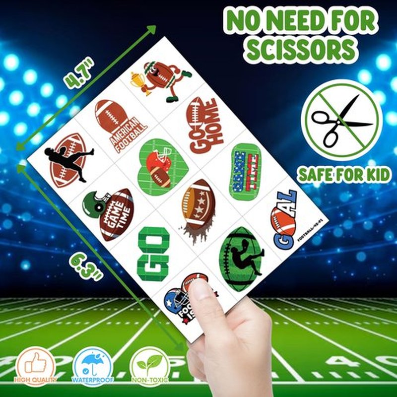 72 PCS Football Party Favors – 48 Pre-Cut Temporary Tattoos & 24 Football Punch Balloons Themed Birthday Party Decorations Supplies Favors Gifts Goodie Bag Fillers Classroom Rewards for Boys Girls