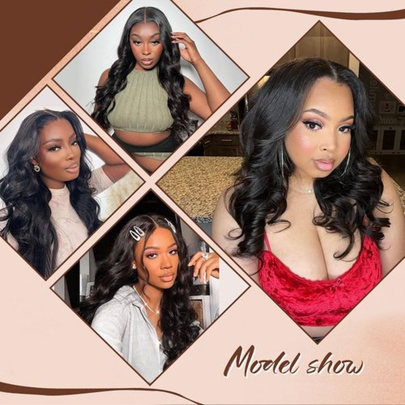 jcoolo V Part Wig Human Hair Body Wave Upgrade U Part Human Hair Wig With Adjustable Drawstring 200% Density V Shape Clip In Half Wig For Women 18 Inch