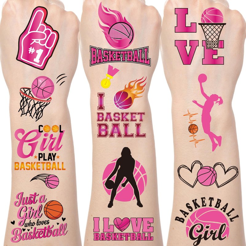 Yoyuspy Basketball Temporary Tattoos for Girls - 200+ Basketball Party Favors Supplies Team Sport Themed Tattoo Stickers for Girls Women Sport Themed Birthday Party Decorations Classroom Prizes