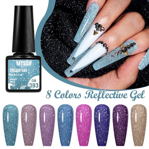 MTSSII Gel Nail Polish Diamond Nail Polish Set Glitter Gel Nail Polish Kit with Gift Box (Diamond-5, 8PCS)