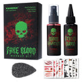 Vaneria Halloween Fake Blood Makeup Kit,Realistic Washable SFX Makeup with 50ml Blood Splatter, 50ml Sticky Blood, Sponge,4 Fake Scars & 4 Fluorescent Tattoo Stickers for Zombie, Vampire Cosplay