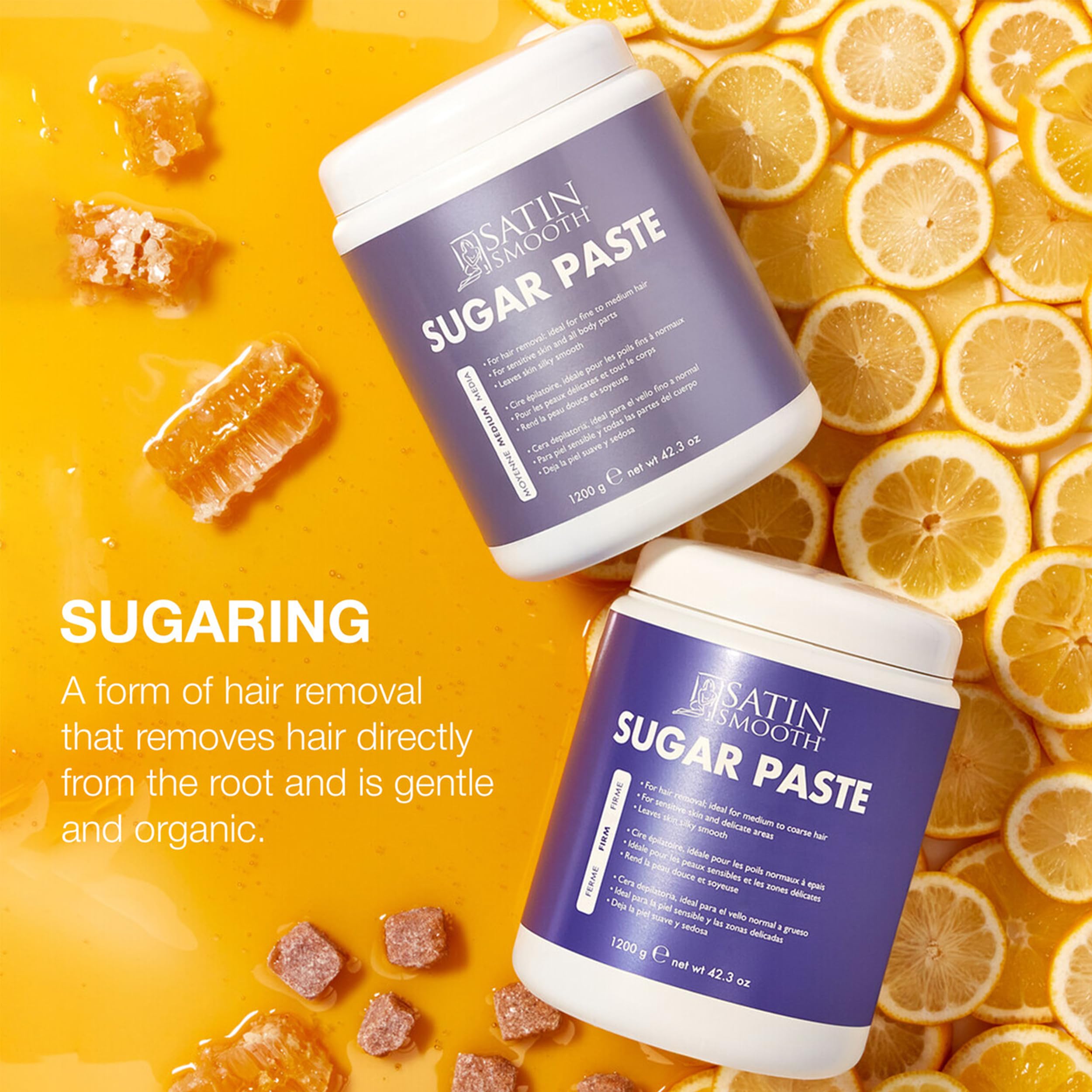 Satin Smooth Firm Sugar Paste – Natural Sugaring Hair Removal for Sensitive Skin, Bikini & Delicate Areas, 42.3 oz