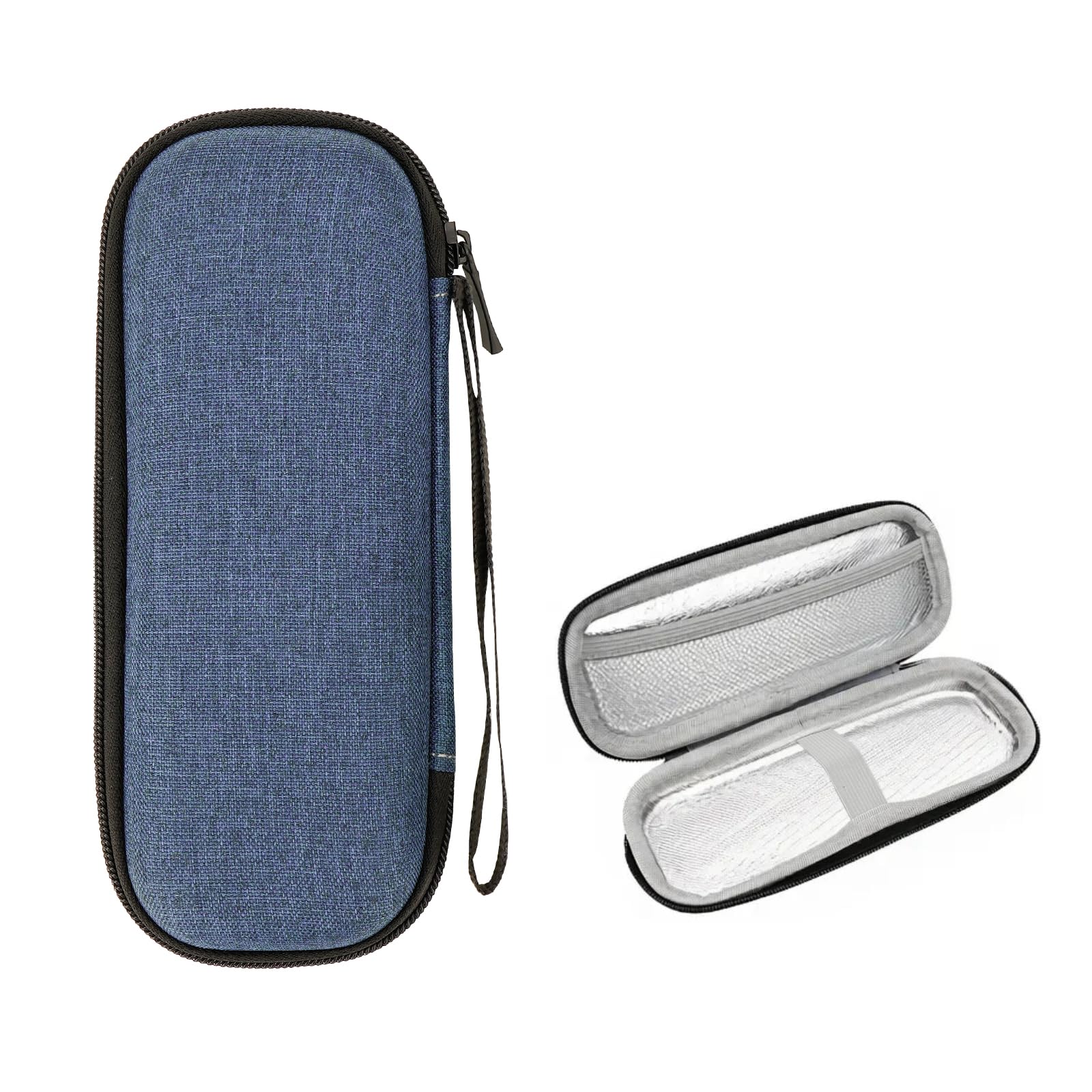 Linkidea Cartridge Razor Travel Case Compatible with Gillette Fusion 5, Mach 3, Hard Shell Shaving Razor Holder with Mesh Pocket, Portable Grooming Organizer (Blue)
