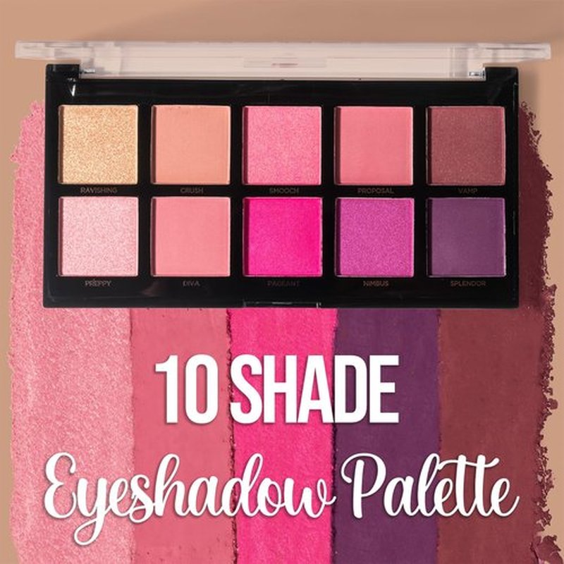 Profusion Cosmetics 10 Shade Eyeshadow Palette - High Pigmented Multi-Finish Colors, Vegan & Cruelty-Free, Create Stunning Looks On-the-Go - Travel-Friendly & Versatile Makeup, Fuchsia
