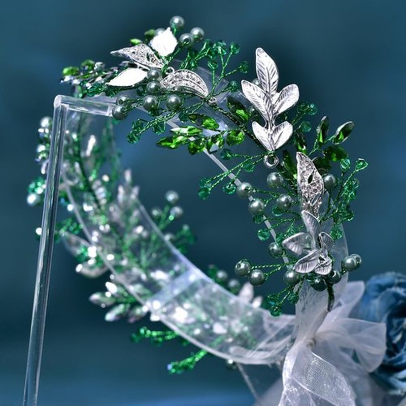 HONGMEI Bridal Headpiecees for Wedding Hair Accessories for Brides Rhinestone Wedding Headband for Women and Girls (Green)