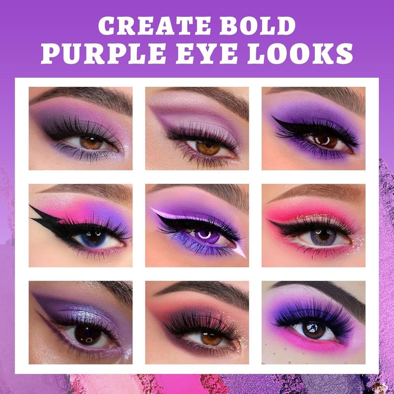 UCANBE Eyeshadow Palette Set - 2pcs Green & Purple Shimmer Matte Eye Shadows with Soft Brush for Halloween Cosplay