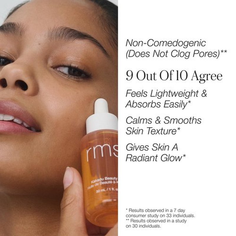 RMS Beauty Kakadu Beauty Oil – 24-Hour Hydrating Face Oil with Vitamin C – Brighter, Radiant Glow – Kind to Biome Certified – Non-Comedogenic & Fast-Absorbing – 1 fl oz