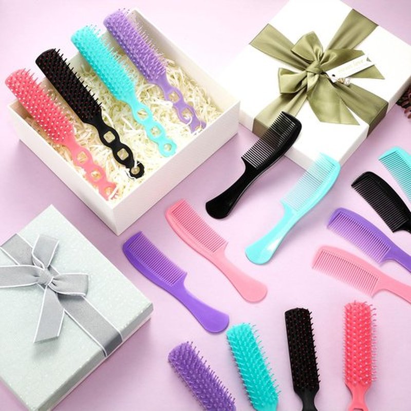 SiliFine 24 Pcs Hair Brush Combs Set Bulk Hairbrushes for Homeless Individually Wrapped Combs for Women Hotel Travel Nursing Charity(Multicolor)