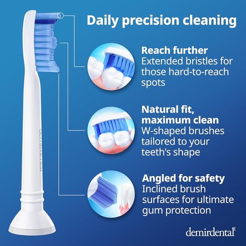 Philips Sonicare Replacement Heads - Medium Toothbrush Heads for HX6015/03 - 8 Pack - White