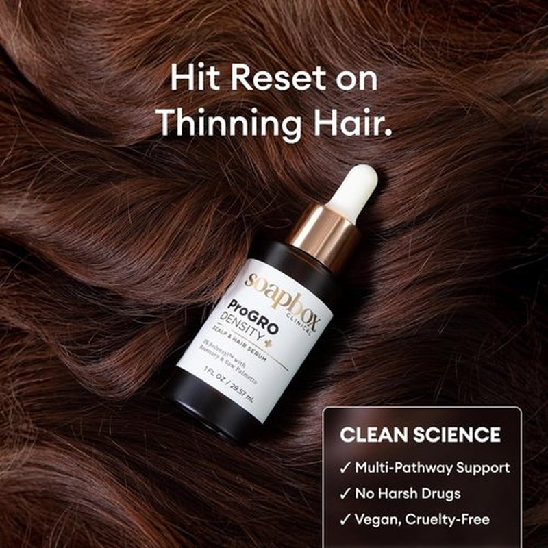 Soapbox ProGRO Density+ Scalp & Hair Growth Serum - Clinically Tested with 3% Redensyl & Rosemary | 1 oz Supply