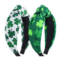 YanJie Knotted Clover Shamrock Headbands - Wide Hair Bands for Women and Girls, St. Patrick's Day Party Gifts