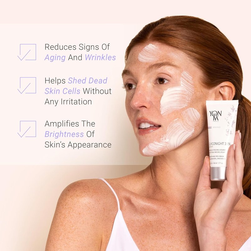 Yon-Ka Glyconight Peel Masque - 10% Glycolic Acid Anti-Aging Face Mask for Skin Renewal & Pore Reduction