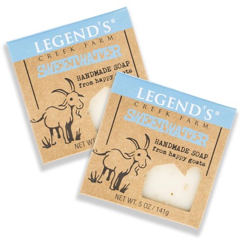 Legend's Creek Farm Goat Milk Soap - Cleansing Moisturizing Bar for Hands and Body - 5 Oz Creamy Lather, Nourishing, Gentle Natural Soap for Sensitive Skin (Sweetwater, Pack of 2)