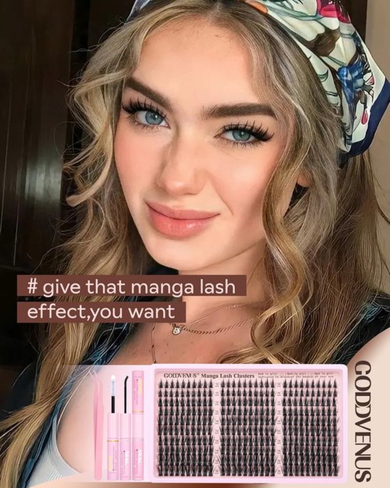 Goddvenus Manga Lash Clusters Kit Natural 300 Pcs Cluster Eyelash Extensions Kit Wispy Fairy Fluffy Eyelash Clusters Anime Cosplay Individual Lash Extensions Kit CC Curve 10-16mm