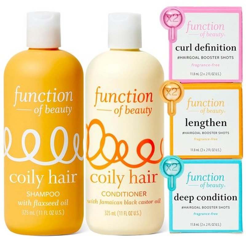 Function of Beauty Coily Hair Set - Curl Definition & Deep Conditioning Booster Treatment | Shampoo & Conditioner