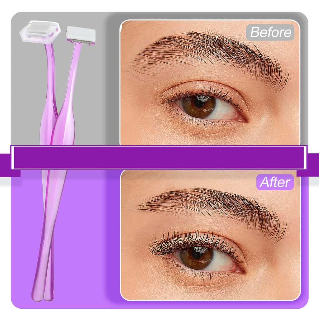 12 PCS Small Eyebrow Razors, Mini Face Shavers Facial Hair Removal Eye Brow Razors Microblades Eyebrow Shaper Beauty Tools Accessories for Women Men Use (Purple)