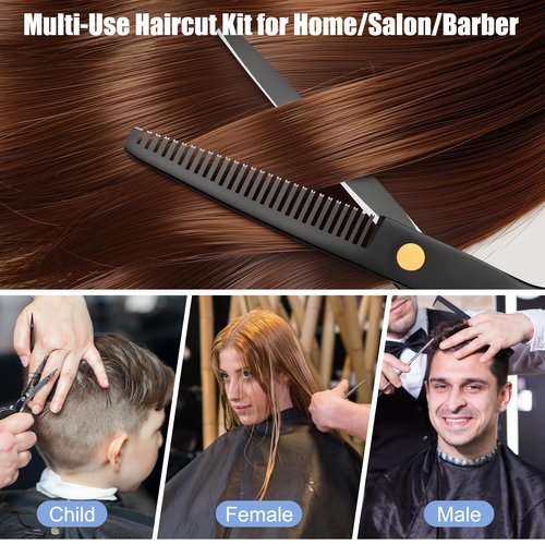 Hair Cutting Scissors Shears Kits, Professional Haircut Scissors Set with Thinning Shears, Stainless Steel Barber Scissors for Men, Women Kids Salon