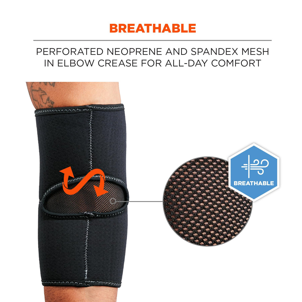 Ergodyne ProFlex 650 Neoprene Elbow Support Sleeve, Mild Compression Fit, Breathable Mesh