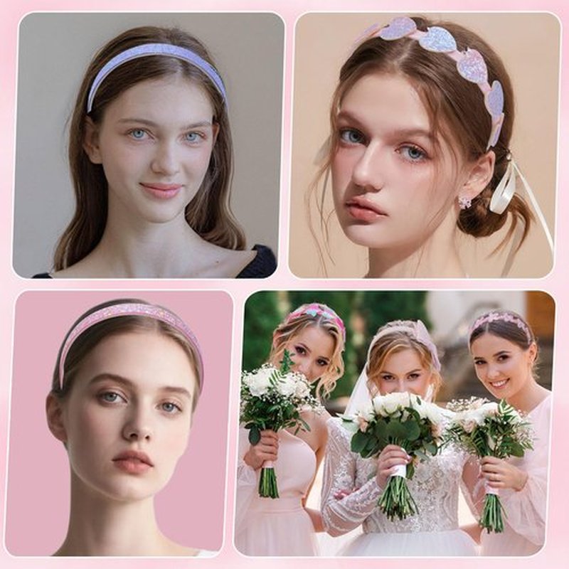 Tomolucky Direct 8PCS Headband for Girls,Cute Sparkly Girls Headband Glitter Hair Bands Non Slip Bow Hair Accessories Sweet Hairband for Women,Girl