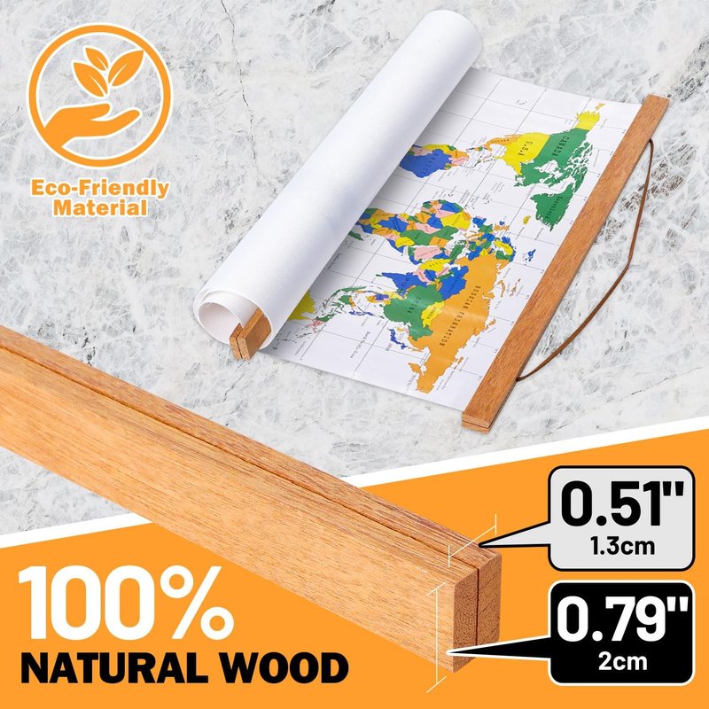 Benjia Magnetic Wooden Poster Frame - Light Wood Hanger for Photos & Art Prints | 35" Teak Color