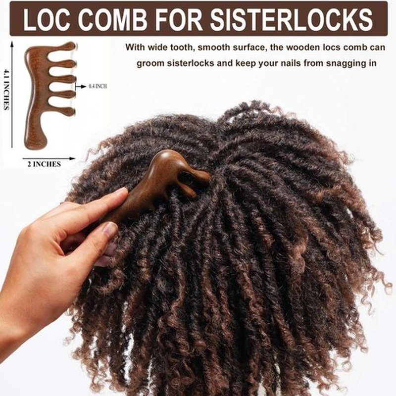 Moreinday Loc Brush for Dreads, Loc Comb, Wooden Scalp Comb for Hair Growth - Sandalwood