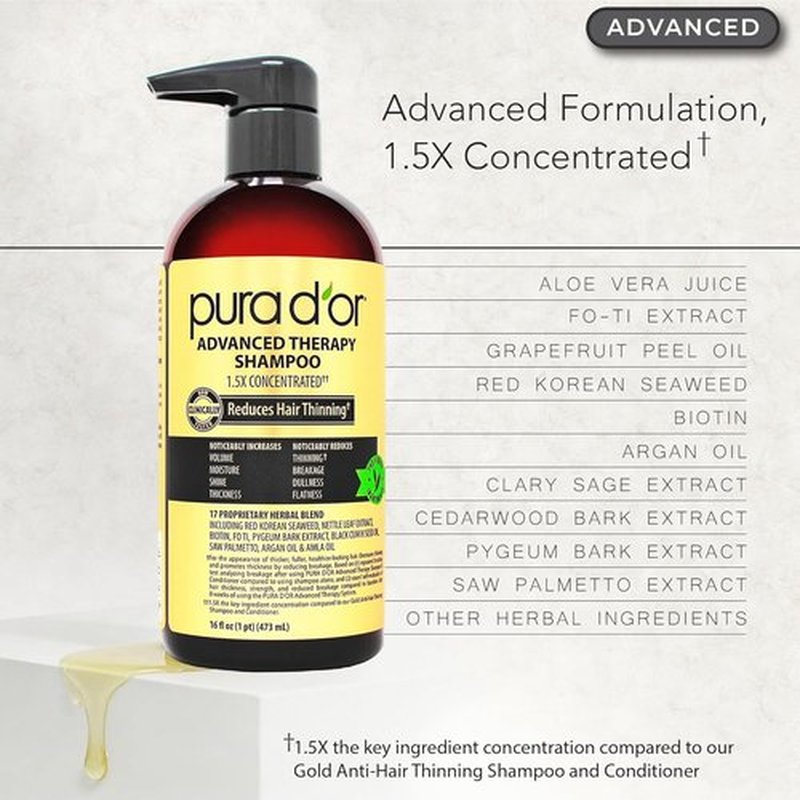 PURA D'OR Biotin Shampoo & Conditioner Set - Advanced Therapy for Thinning Hair | 16oz x2