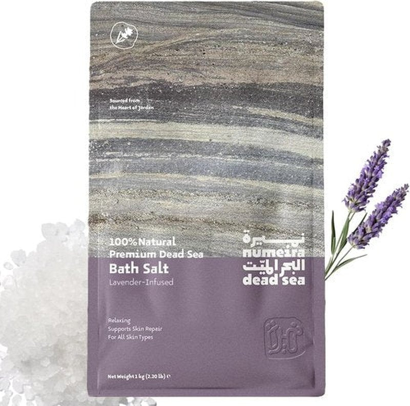 Dead Sea Salts - Relaxing Bath Soak for Body Rejuvenation with Lavender Essential Oil | 2.2lb Coarse Mineral Salts