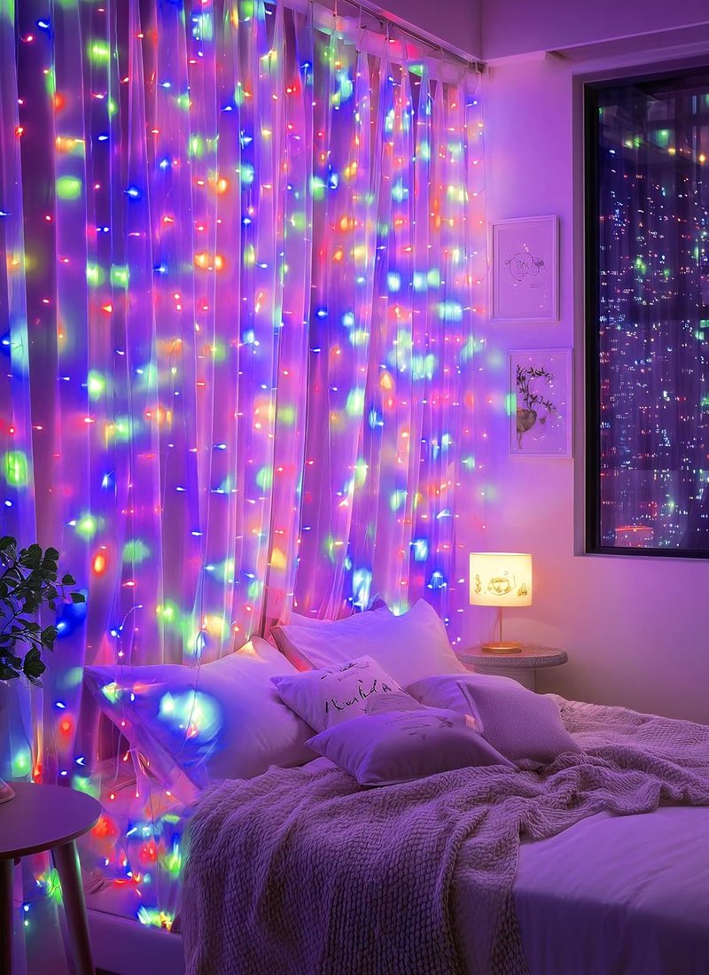 Brightown 300 LED Fairy Curtain Lights - USB Plug-In with 8 Modes | Multicolor Hanging Decor for Bedroom & Weddings