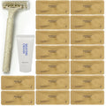 Disposable Shave Kit for Men &Women - Wheat Straw Razors and Cream Bulk, Individually Wrapped Portable Toiletries Amenities for Hotel, Airbnb, Homeless, Shelter, Charity, Camping and Travel