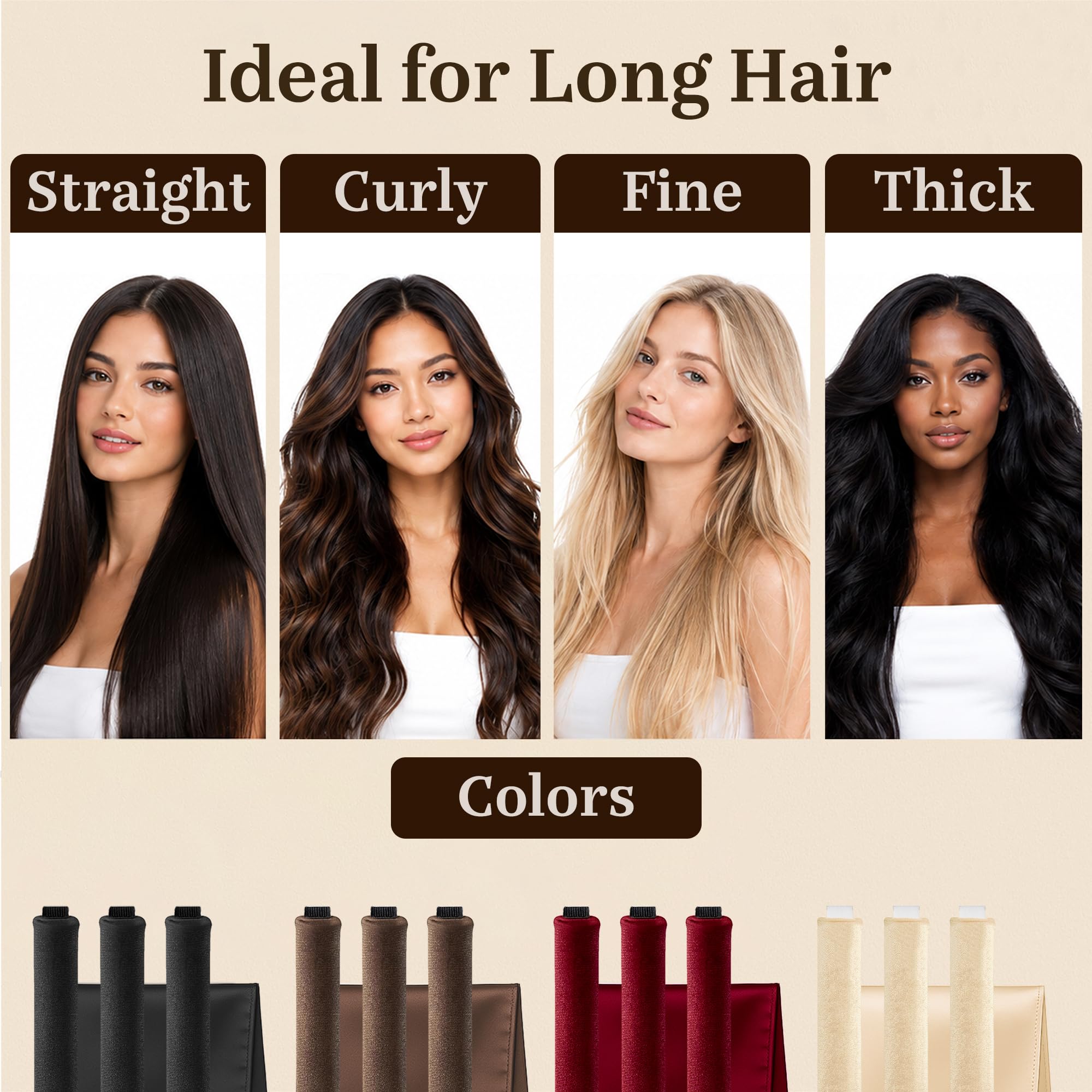 VISOFO Heatless Curls Overnight, Rods for Blowout Look, 3 Set, Blonde