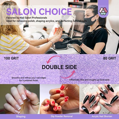 SAVILAND Nail Buffer Block Files for Manicure : Double-Sided 80 100 Grit Nail Buffer Block 150Pcs Washable Nail Buffer Shine Kit for Salon Shaping Polishing Mini Nail Buffer for Natural Acrylic Nails