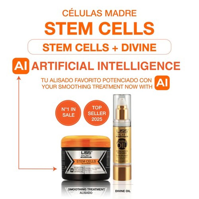 Liss Expert Hair Treatment Set, Stem Cells Express 8.45 oz (ONE shoulder hair lengh app) and Divine Oil 1.69 oz, Organic Smoothing Treatment