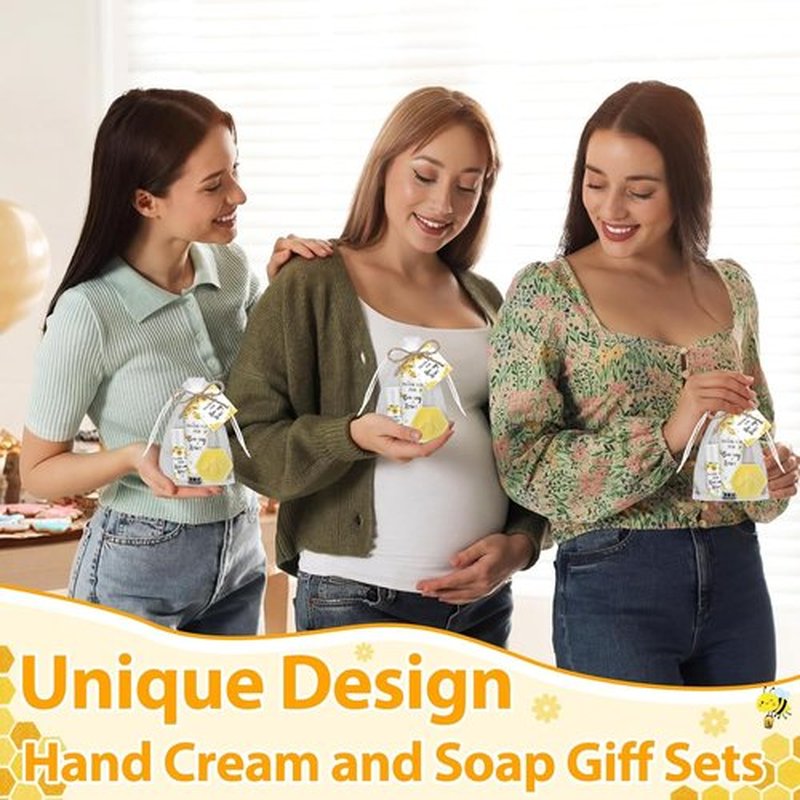 Skiennix Bee Themed Baby Shower Favors - 75 Pcs Sweet As Can Bee Lip Balms & Hand Creams | Perfect Gender Reveal Gift