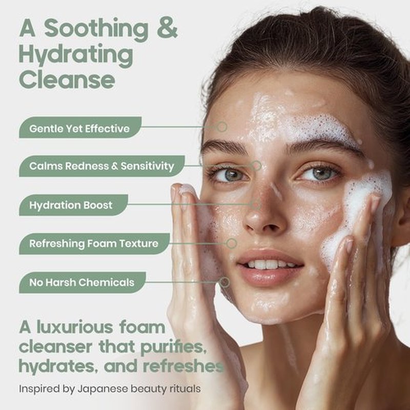 IKI Kirei Foam Cleanser - Gentle Face Wash for Women with Aloe Vera & Cucumber Extract, Hydrating & Soothing, Dermatologically Tested, Suitable for Sensitive Skin, Paraben-Free