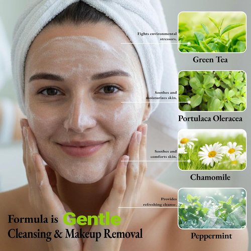 Skiennix Hydrating Face Wash - Foaming Facial Cleanser with Green Tea | Fragrance-Free, 10.1 Fl Oz