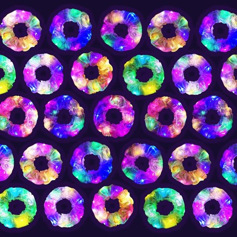 40 Pcs Light Up Mermaid Scrunchies, Hair Scrunchy for Girl & Women, Multi Light Modes, Glow in the Dark Accessories for Rave Neon Slumber Party