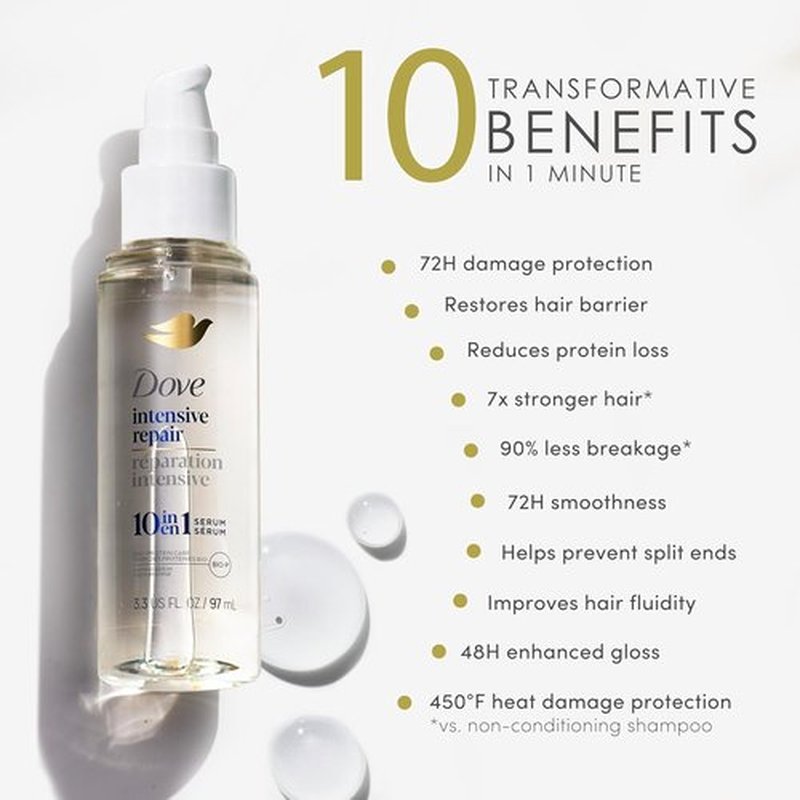 Dove Intensive Repair Amino Serum - Bio-Protein Care Technology for Damaged Hair | 3.3 oz